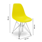 Cadeira Eames Design Eiffel De Jantar Amarela Ferro Cromado