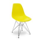 Cadeira Eames Design Eiffel De Jantar Amarela Ferro Cromado