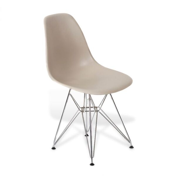 Cadeira Eames Design Eiffel De Jantar Fendi Ferro Cromado