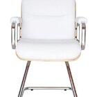 Cadeira Eames Diretor Fixa Linha Capa Em Madeira Branco