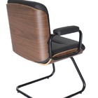 Cadeira Eames Diretor Fixa Linha Capa Em Madeira Preto