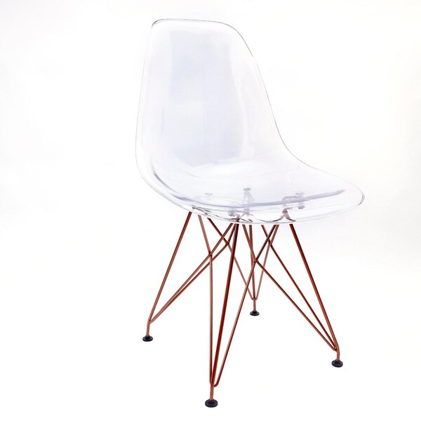 Cadeira Eames Dsr Cristal Policarbonato Base Eiffel Cobre Ros