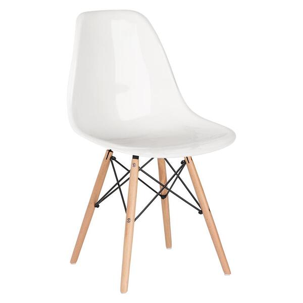 Cadeira Eames Dsw - Branco Brilho - Madeira Clara