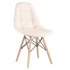 Cadeira Eames Eiffel Botonê - Creme - Base De Madeira Clara