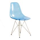 Cadeira Eames Eiffel Dkr - Azul Translúcido - Base De Aço Ino