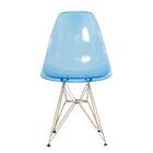 Cadeira Eames Eiffel Dkr - Azul Translúcido - Base De Aço Ino