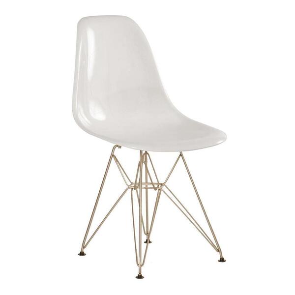 Cadeira Eames Eiffel Dkr Com Base De Metal Cromado - Branco B