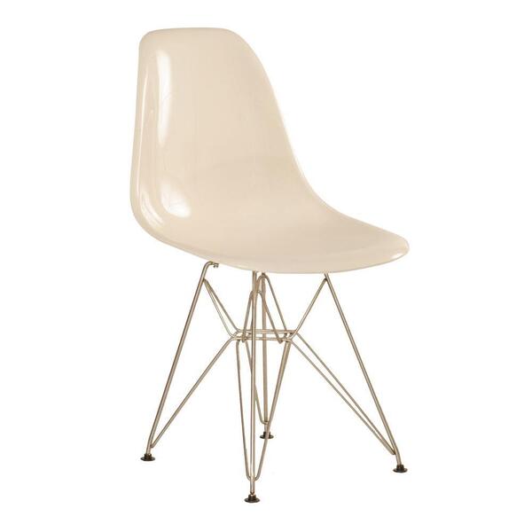 Cadeira Eames Eiffel Dkr Com Base De Metal Cromado - Off White