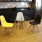 Cadeira Eames Estofada Em Couro Madrid  Amarelo