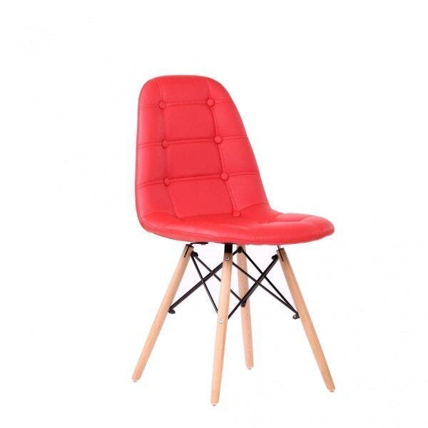 Cadeira Eames Estofada Em Couro Madrid Fratini Vermelho