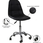 Cadeira Eames Giratória Base Cromada Estofado Macio Preto