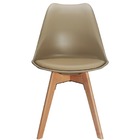Cadeira Eames Leda Com Assento Estofado Base Madeira - Bege -