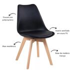 Cadeira Eames Leda Com Assento Estofado Base Madeira - Preta