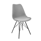 Cadeira Eames Leda Design Estofada Cinza Tower Preto