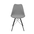 Cadeira Eames Leda Design Estofada Cinza Tower Preto