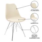 Cadeira Eames Leda Design Estofada Nude Tower Cromado