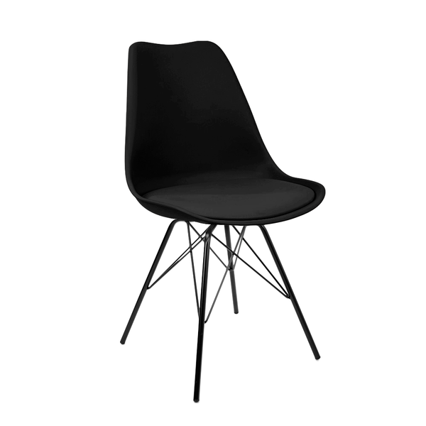 Cadeira Eames Leda Design Estofada Preta Tower Preto
