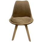 Cadeira Eames Leda Em Veludo Base Madeira Sem Braço