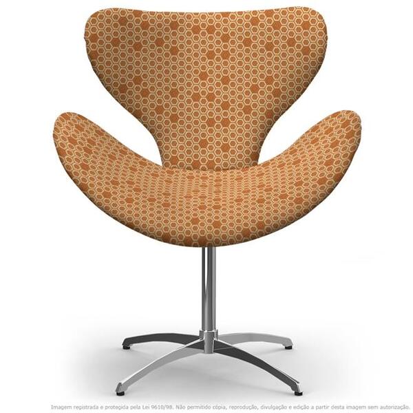 Cadeira Egg Colmeia Laranja E Marrom Poltrona Decorativa Com