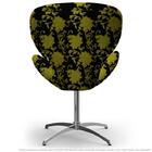 Cadeira Egg Floral Amarelo E Preto Poltrona Decorativa Com Ba
