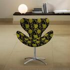 Cadeira Egg Floral Amarelo E Preto Poltrona Decorativa Com Ba