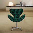 Cadeira Egg Floral Preto E Verde Poltrona Decorativa Com Base