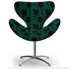 Cadeira Egg Floral Preto E Verde Poltrona Decorativa Com Base