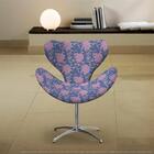 Cadeira Egg Floral Rosa E Lilás Poltrona Decorativa Com Base