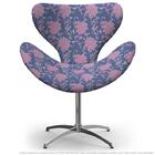 Cadeira Egg Floral Rosa E Lilás Poltrona Decorativa Com Base