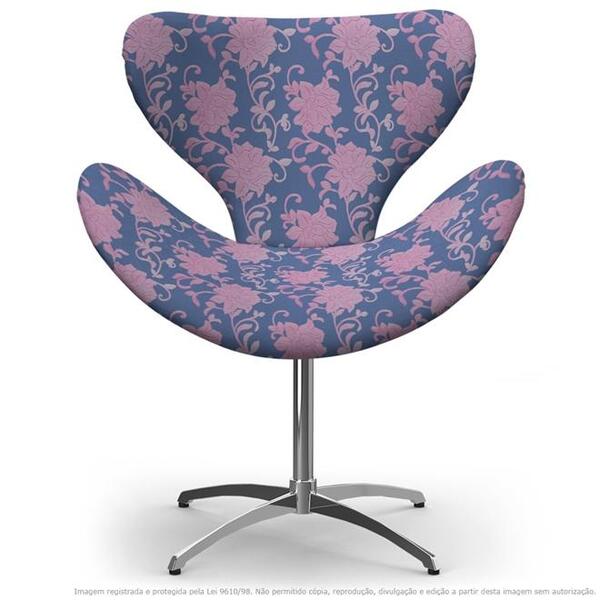 Cadeira Egg Floral Rosa E Lilás Poltrona Decorativa Com Base
