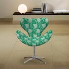 Cadeira Egg Floral Verde Poltrona Decorativa Com Base Giratór