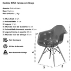 Cadeira Eiffel c/Braço Ambar Base Madeira