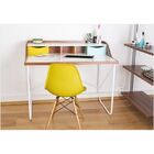 Cadeira Eiffel Charles Eames Em Abs Amarela Com Base De Madei