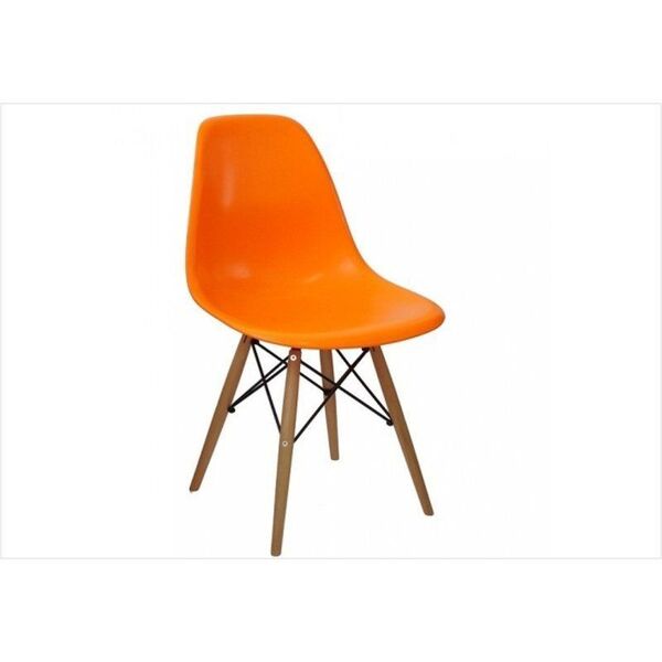 Cadeira Eiffel Charles Eames Em Abs Laranja Com Base De Madei