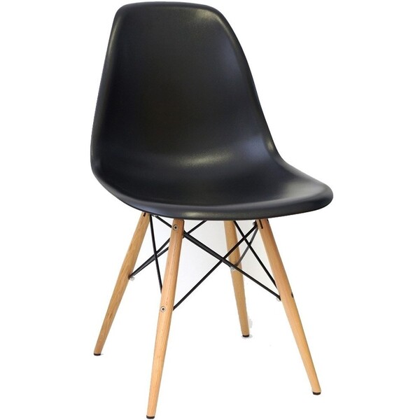 Cadeira Eiffel Charles Eames Preta F01 Com Base De Madeira Ds