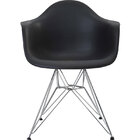 Cadeira Eiffel Com Braço Preta E Base Cromada