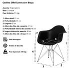 Cadeira Eiffel Eames c/ Braço Base Cromada Branca