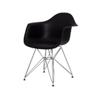 Cadeira Eiffel Eames c/ Braço Base Cromada Preta