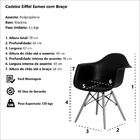 Cadeira Eiffel Eames DAW c/Braço Branca Base Madeira