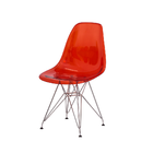 Cadeira Eiffel Eames DSR Vermelho Translúcido Base Cromada