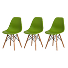 Cadeira Eiffel Eames Verde Base Madeira