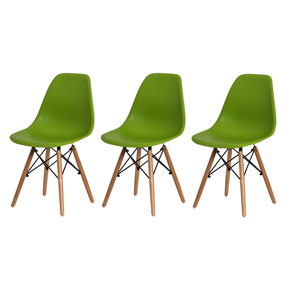 Cadeira Eiffel Eames Verde Base Madeira