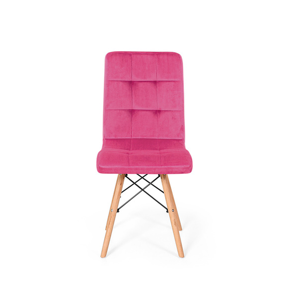 Cadeira Eiffel Gomos Veludo Estofada Base Madeira Rosa