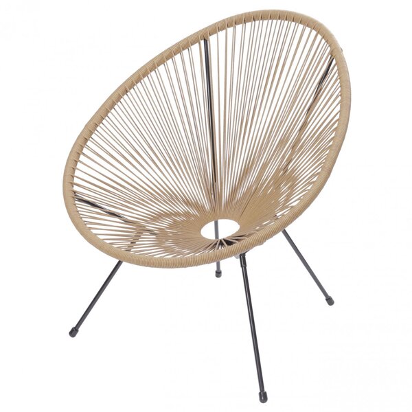 Cadeira Em Aço E Cordas De Pvc Acapulco  Natural/preto