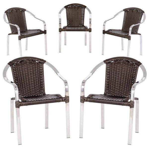 Cadeira Em Alumino/fibra Sintetica P/externa Sacada 5 Unid.