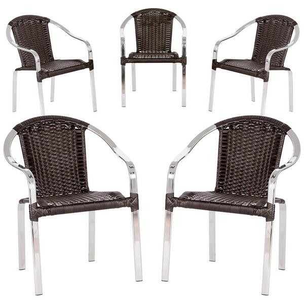 Cadeira Em Junco Toquio 5 Unidades Para Area Externa Em Alumi