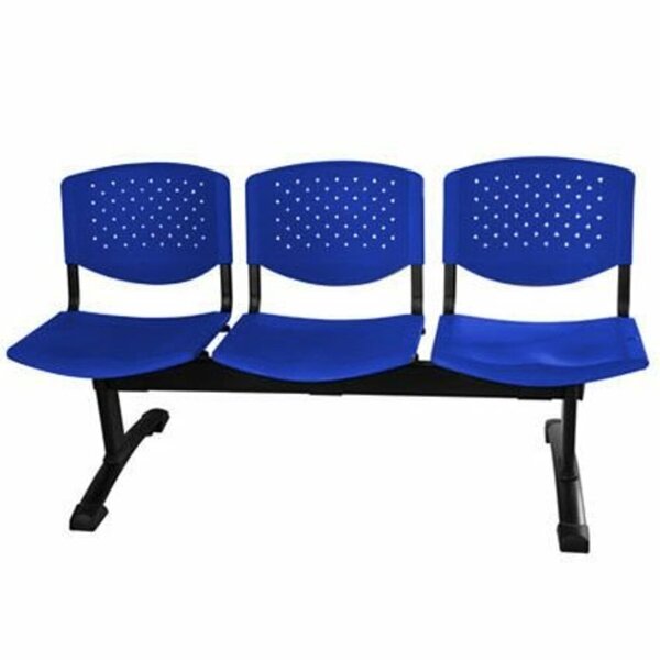 Cadeira Em Longarina 3 Lugares Linha Polipropileno Atenas Azul
