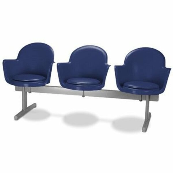 Cadeira Em Longarina 3 Lugares Linha Polipropileno Moon Azul
