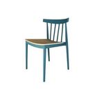 Cadeira Em Polipropileno E Assento Em Madeira Azul