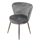 Cadeira Em Veludo Base Em Aço Pintado Nanda Cinza Escuro